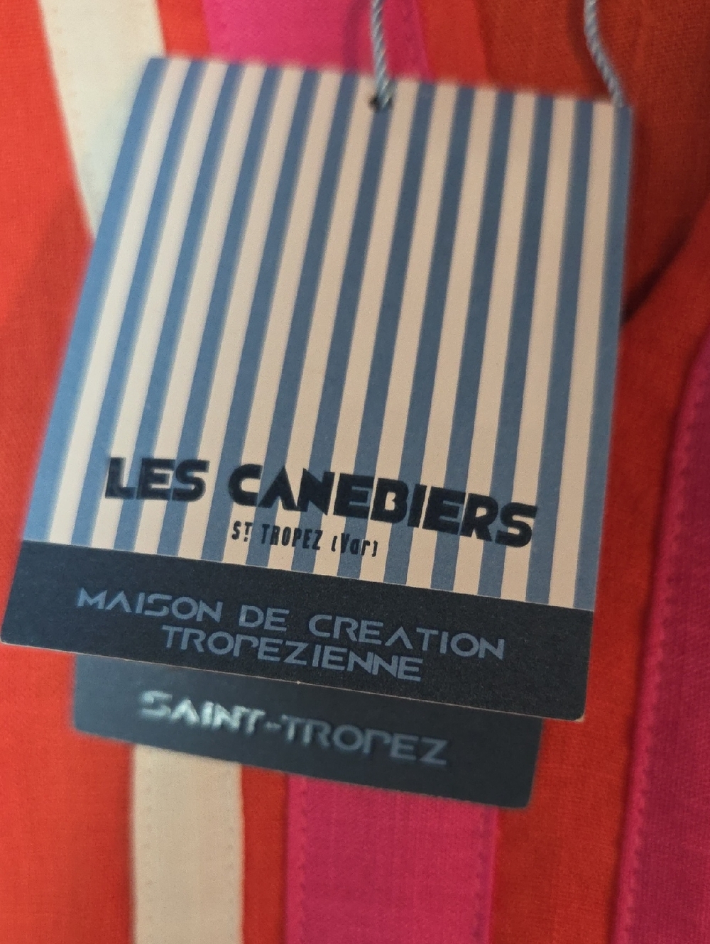 Les Canabiers-Bright Linen Coral and Pink Tunic Dress (European Modern) - Picture 5 of 6